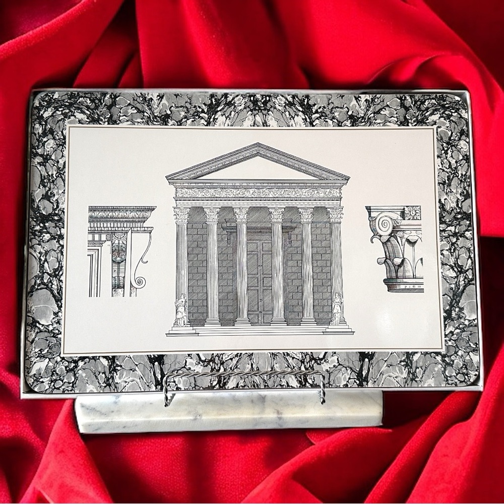 Vintage Set of 4 Jason Placemats - Black and White Corinthian Architecture